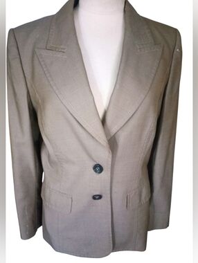 Escada Womens Blazer Jacket Wool Silk Blend Tan Euro Size 38 US Size M
